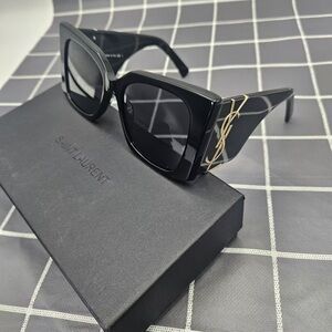 Saint Laurent Black and Gold Sunglasses